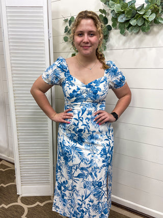 Blue & White Floral Dress