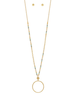 Circle Pendant & Bead Necklace