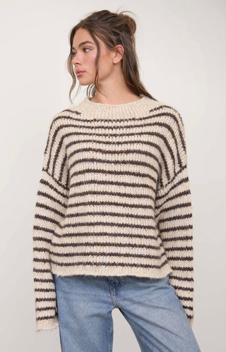 Natural Rolled Edge Stripe Sweater