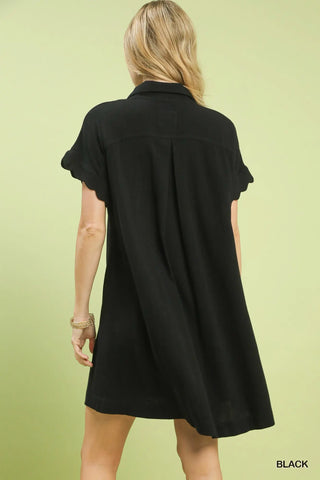 Black Linen Shirt Dress