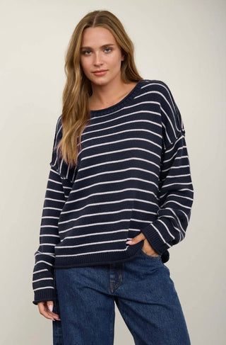 Navy Stripe Crewneck Sweater