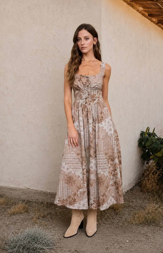 Taupe Patchwork Dress