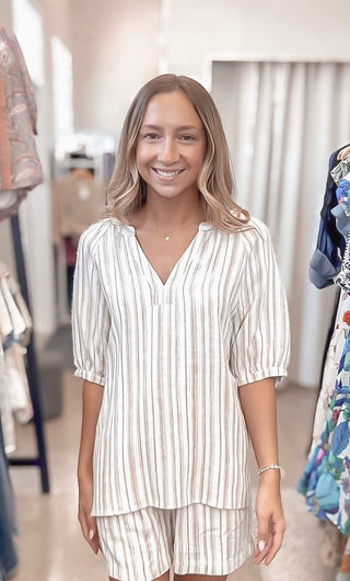 Taupe Stripe Top