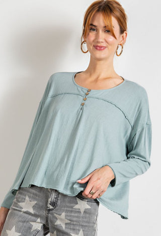 Blue Grey Henley Top