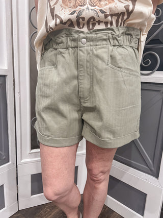 Olive Paperbag Shorts