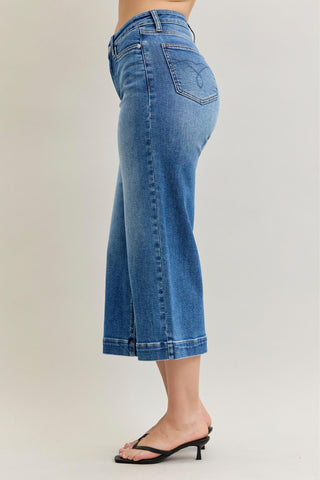 Audrey Mid Rise Wide Leg Crop Denim