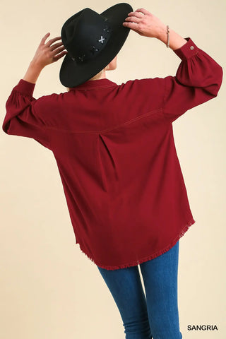 Sangria Frayed Hem Jacket