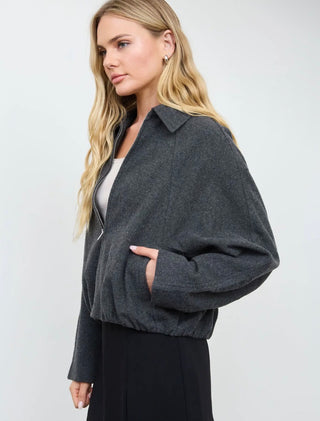 Charcoal Balloon Hem Jacket