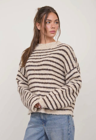 Natural Rolled Edge Stripe Sweater
