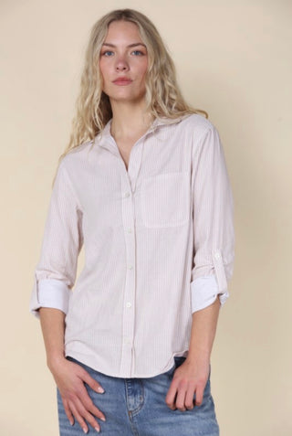 Taupe Stripe Button Down