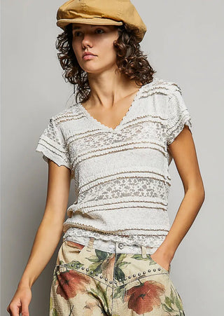 Lace Trim Raw Edge Top