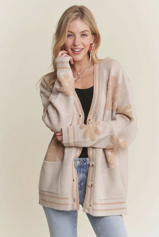 Oatmeal Floral Cardigan