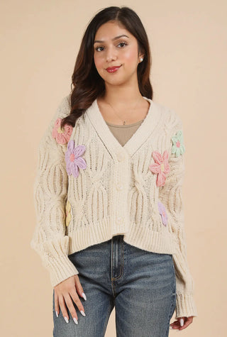 Floral Appliqué Cardigan