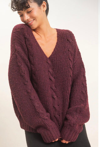 Plum Cable Sweater
