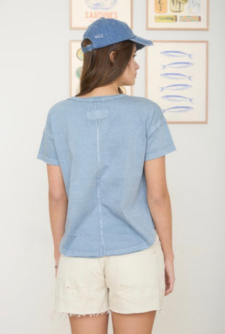 Blue Exposed Seam Top