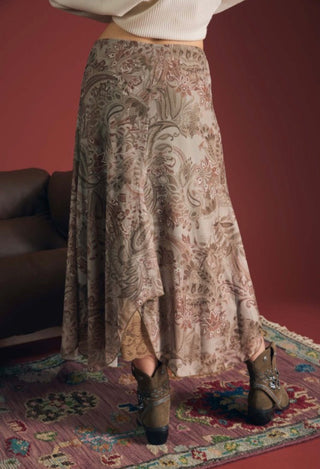 Taupe Paisley Skirt