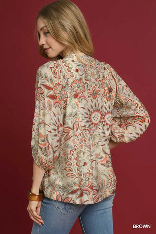 Brown & Rust Boho Blouse