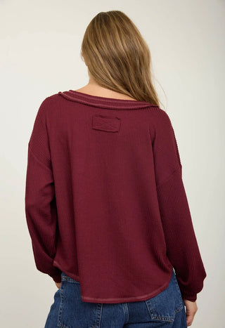 Burgundy Raw Edge Top