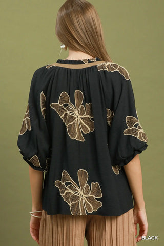 Black Embroidered Blouse