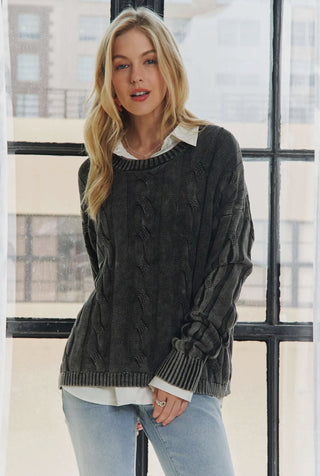 Black Mineral Wash Sweater