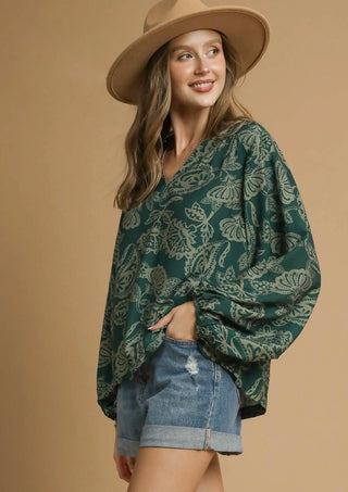 Emerald Bloom Blouse