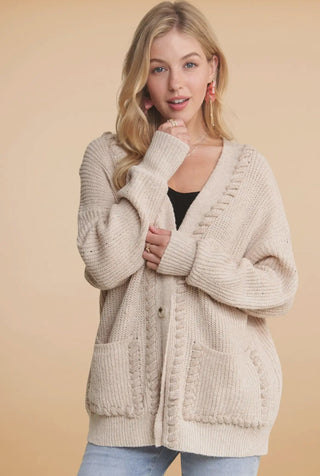 Oatmeal Stitch Detail Cardigan