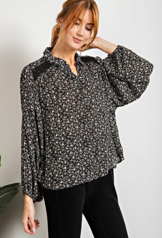 Black Floral Blouse