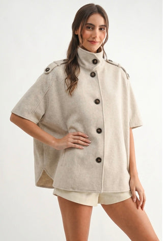 Wool Blend Cape Jacket
