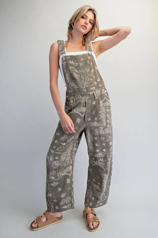Washed Olive Denim Jumpsuit