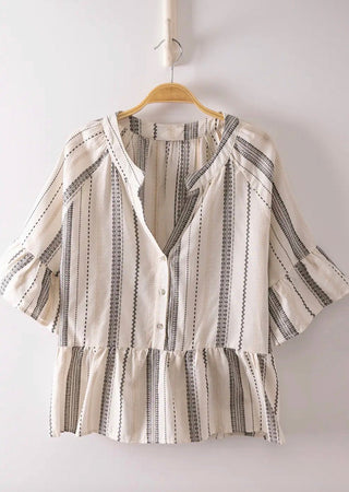 Stripe Bell Sleeve Blouse