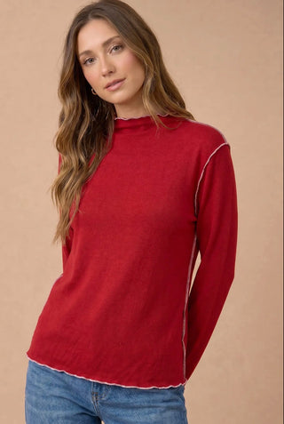 Red Knit Mock Neck