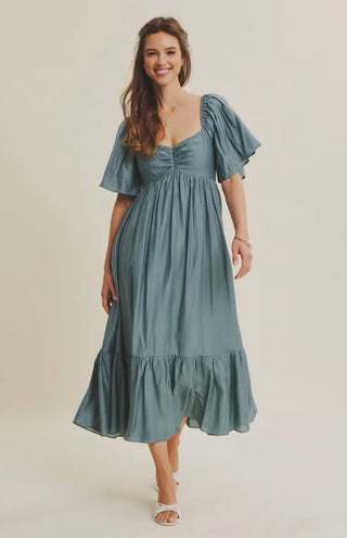 Teal Sweetheart Midi Dress