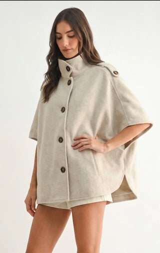 Wool Blend Cape Jacket