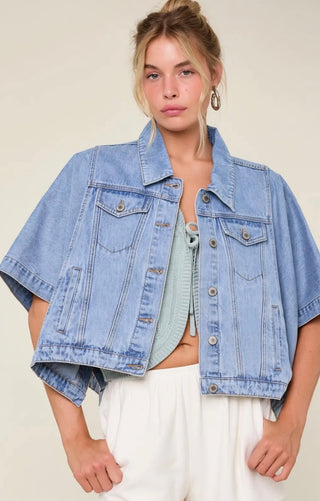 Denim Poncho Jacket
