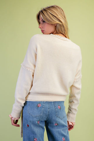 Ivory Lace Wrap Sweater
