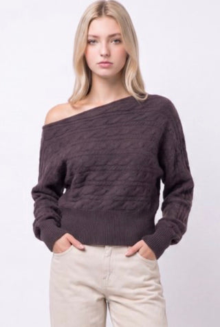 Chocolate Off Shoulder Sweater
