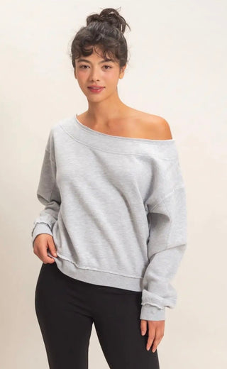 Grey Off Shoulder Sweatshirt