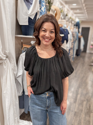 Black Peasant Blouse