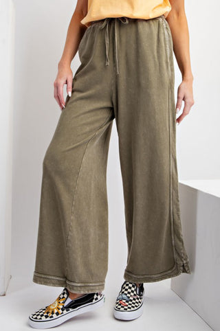 Olive Mineral Wash Terry Pant