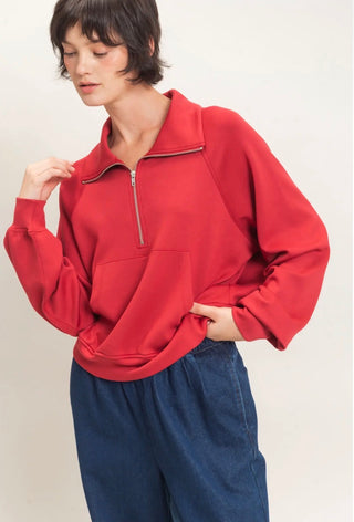 Red Quarter Zip Pullover