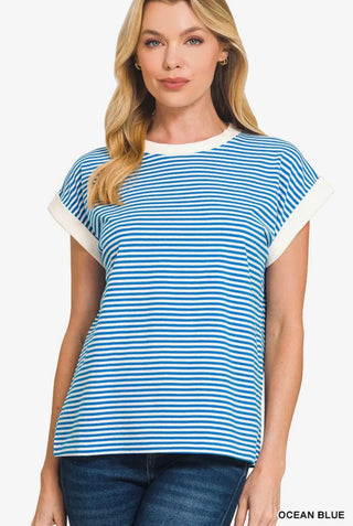 Ocean Blue Stripe Top