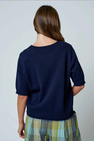 Navy Raw Edge Sweater