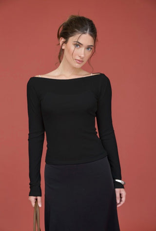 Black Sheer Knit Top