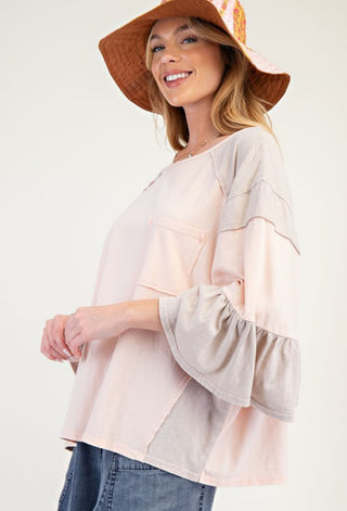 Peach Washed Ruffle Top