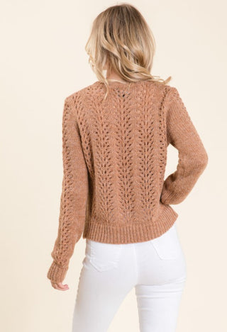 Caramel Open Knit Sweater