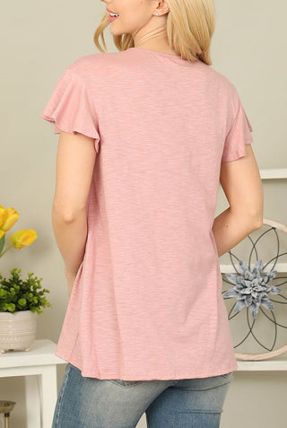 Rose Shirred Top