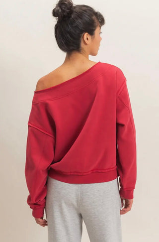 Red Off Shoulder Sweatshirt