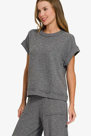 Charcoal Soft Knit Top
