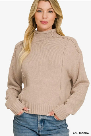 Ash Mocha Mock Neck Sweater