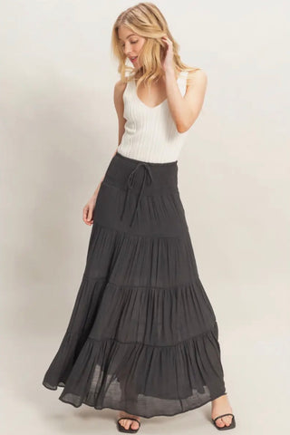 Black Tiered Maxi Skirt